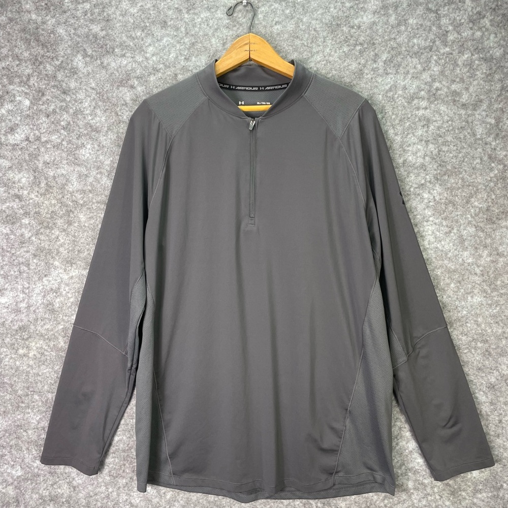 Under Armour Pullover Mens XL Gray HeatGear 1/4 Zip Long Sleeve Training Top